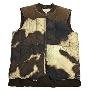 Denim & Supply Ralph Lauren Puffer Vest Men’s Medium Cow Pattern Faux Suede